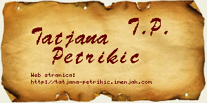 Tatjana Petrikić vizit kartica